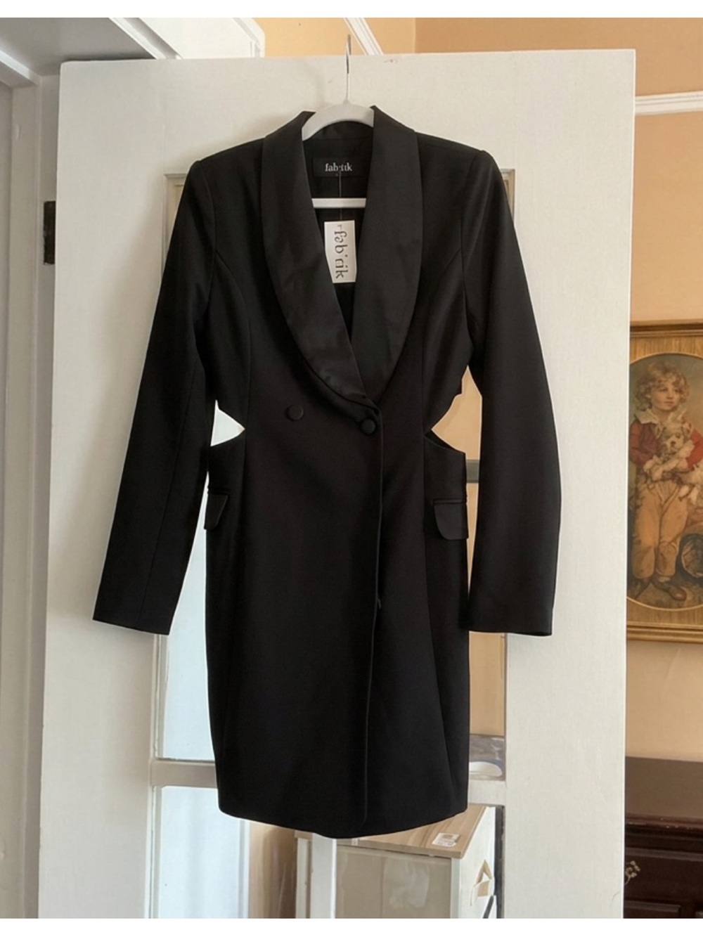 NWT fab'rik Black Cutout Tuxedo Blazer Mini Dress S